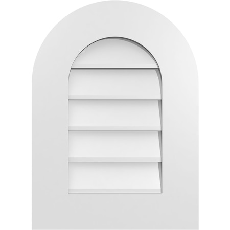 Ekena Millwork Round Top Surface Mount PVC Gable Vent: Non-Functional, w/ 3-1/2"W x 1"P Standard Frame, 16"W x 22"H GVPRT16X2201SN